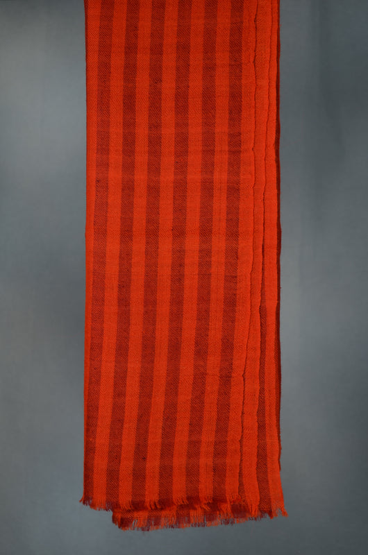 Red Striped Handwoven Cashmere Pashmina Scarf