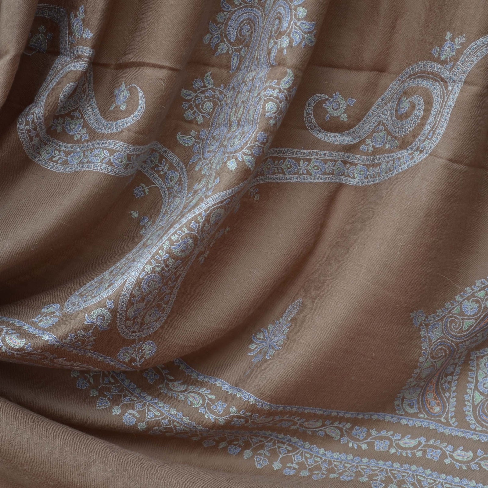 un dyed natural motif jali embroidery cashmere pashmina