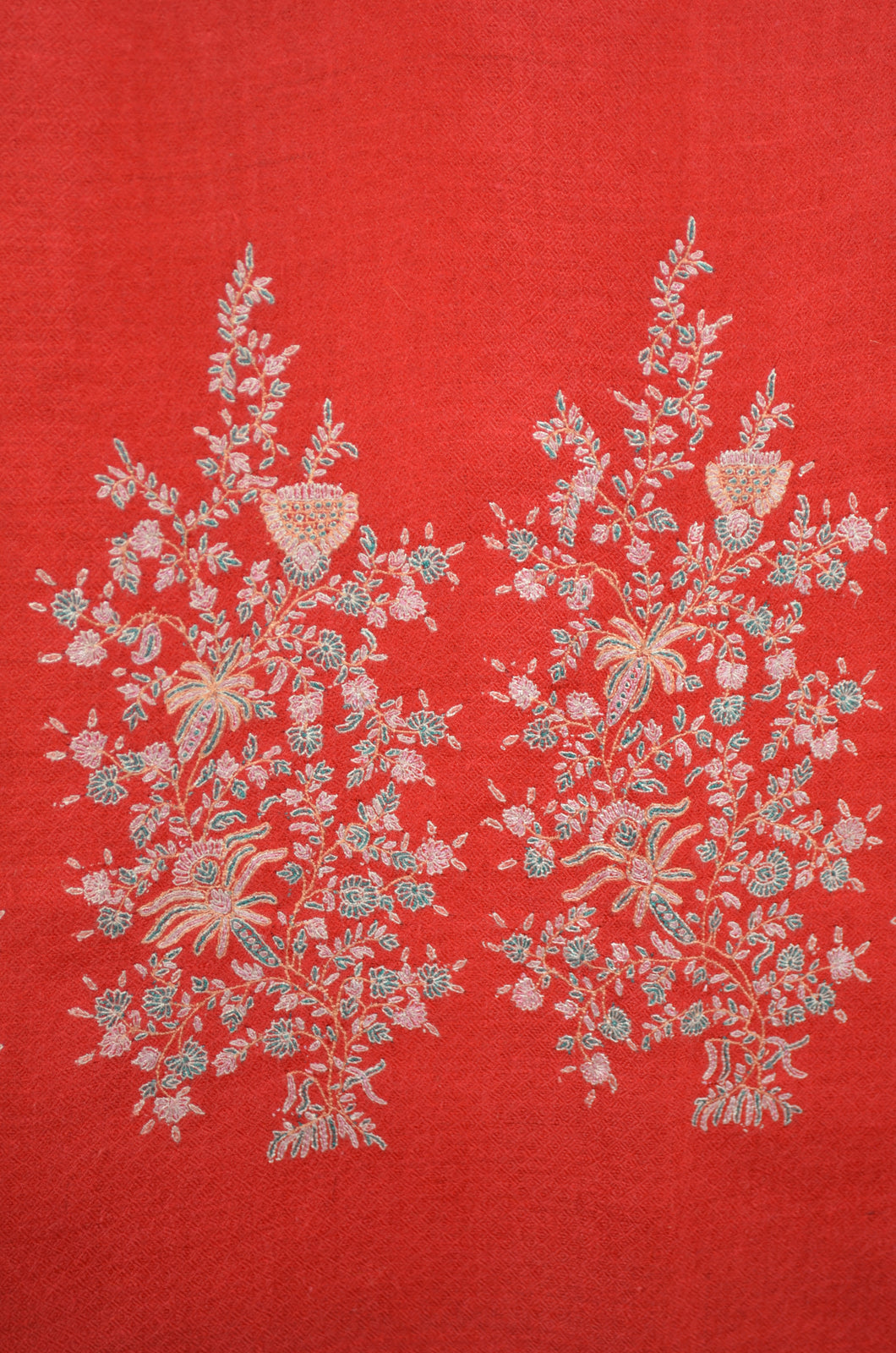 Red Big Motif Embroidery Cashmere Pashmina Shawl