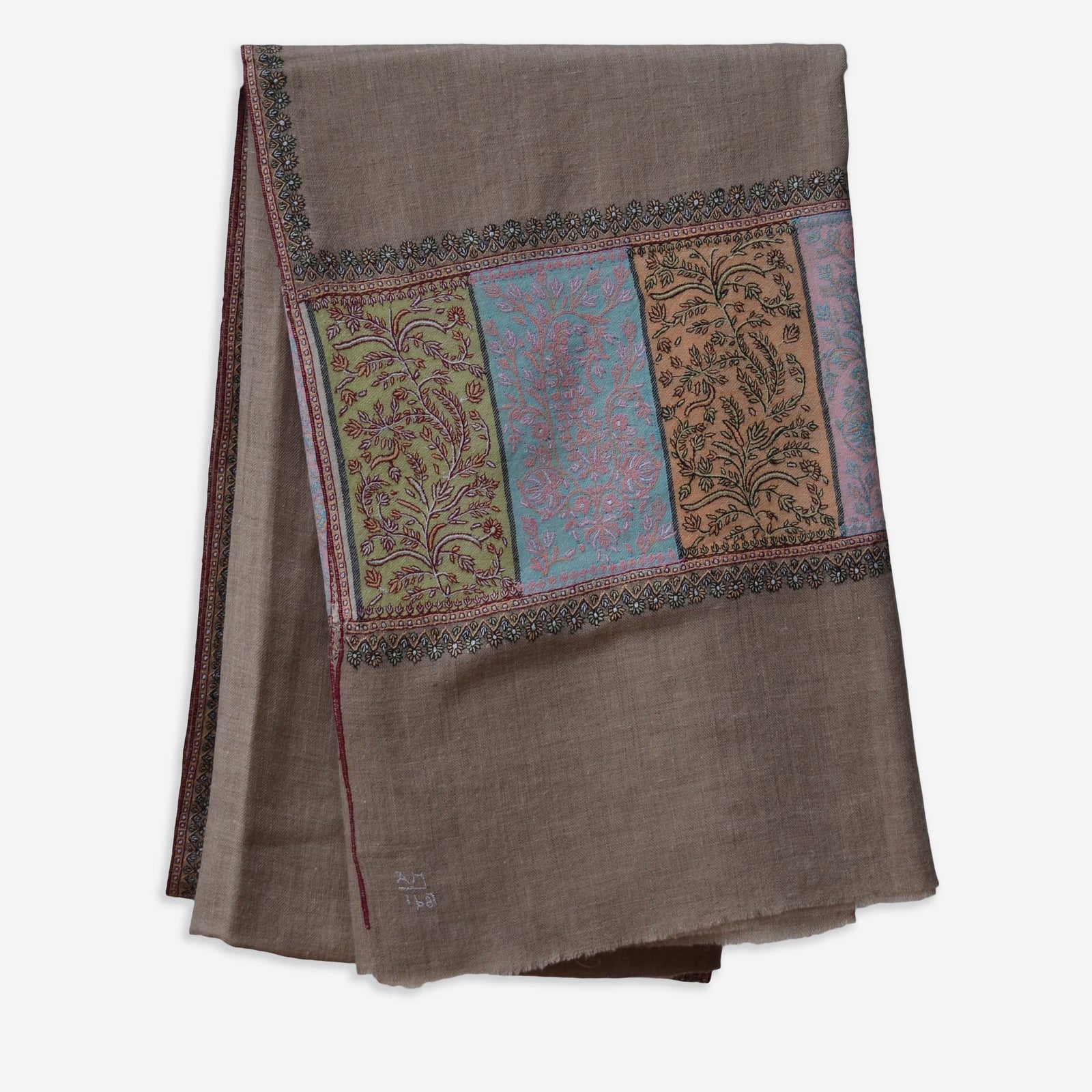 Designer Embroidery cashmere pashmina shawl with beautiful border and khadi pattern