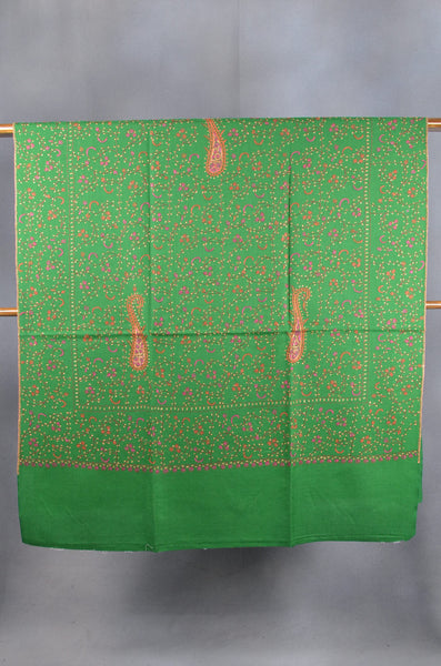 Fern Green Jali Sozni Embroidery Shawl