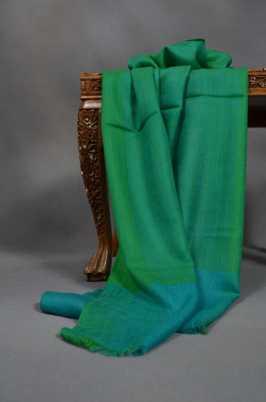 Bright Green and Turquoise Handwoven Cashmere Pashmina Scarf
