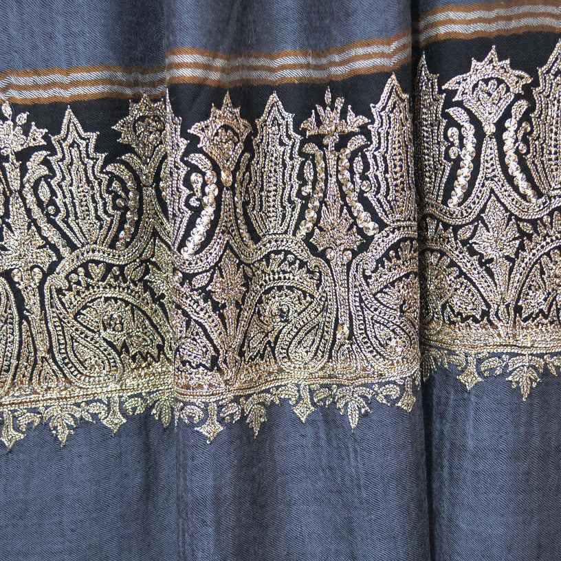 Kashmir Pashmina Tilla Embroidery Shawl