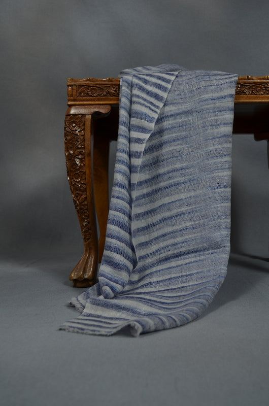 Ivory & Blue Khadi Handwoven Cashmere Pashmina Scarf