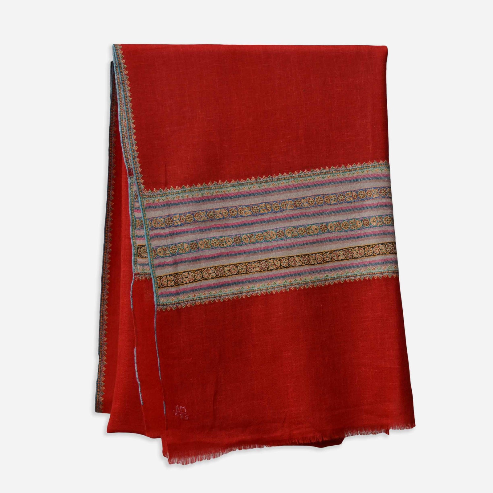 Red Border Embroidery Cashmere Pashmina Shawl
