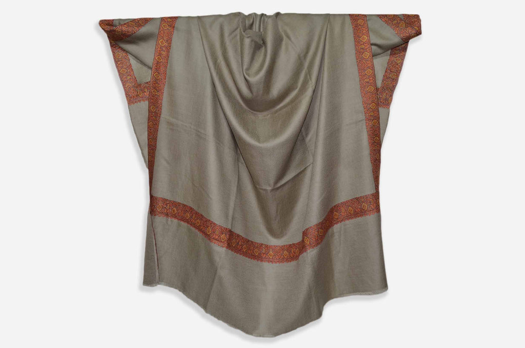 Un-Dyed Natural Cashmere Pashmina Shawl with Stunningly Pretty Border