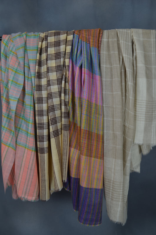 Multi Color Khadi Pattern Handwoven Cashmere Pashmina Shawl