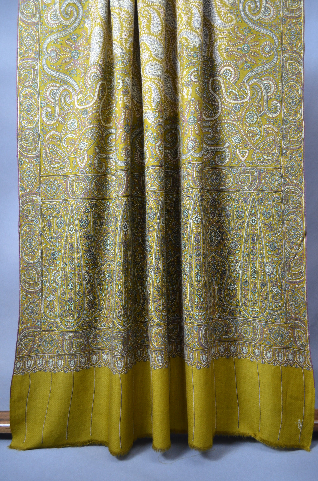 Khaki Jamawar Embroidery Pashmina Shawl