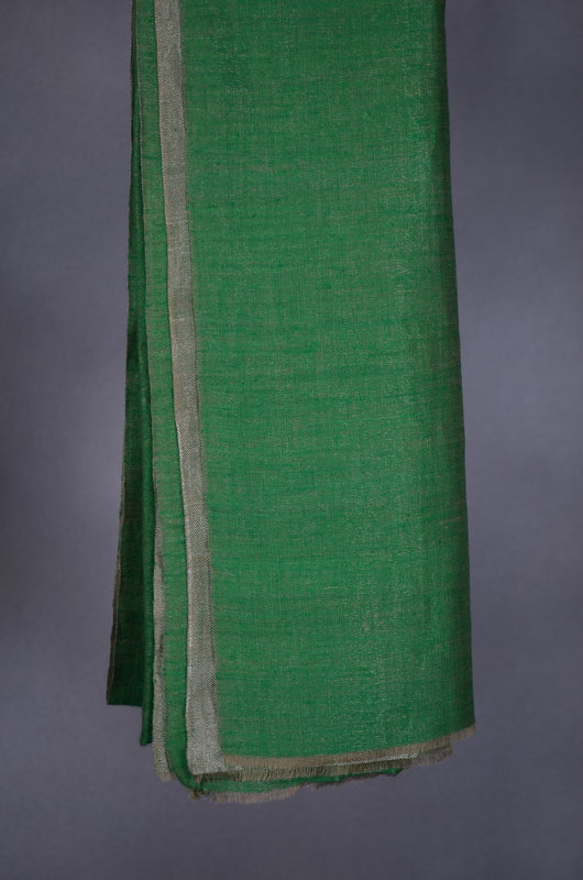 Reversible Metallic Green and Silver Handwoven Cashmere Pashmina Scarf