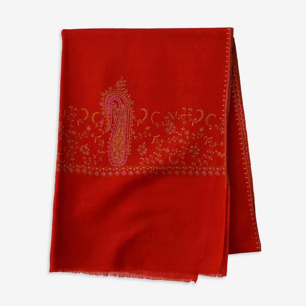 Big border embroidery Kashmir cashmere merino embroidery scarf