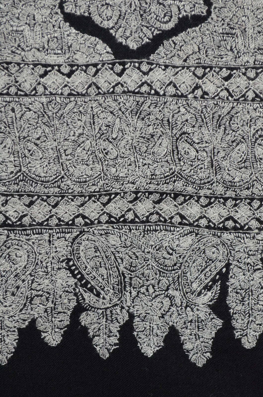 Black Base Jamawar Embroidery Cashmere Pashmina Shawl