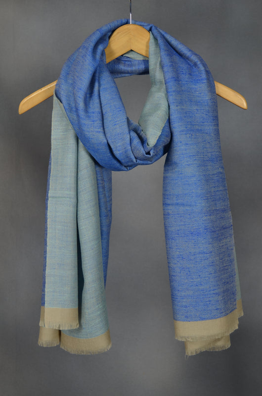 Reversible Turquoise and Blue Handwoven Cashmere Pashmina Scarf/Shawl