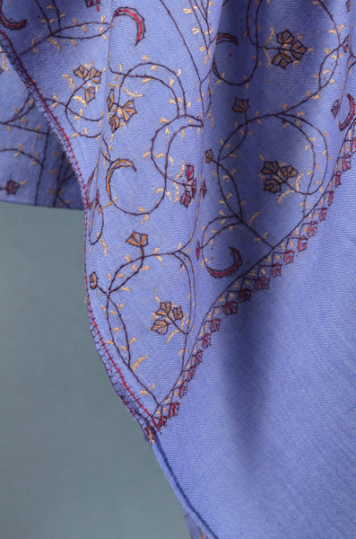 Lavender Jali Sozni Embroidery Wool Stole