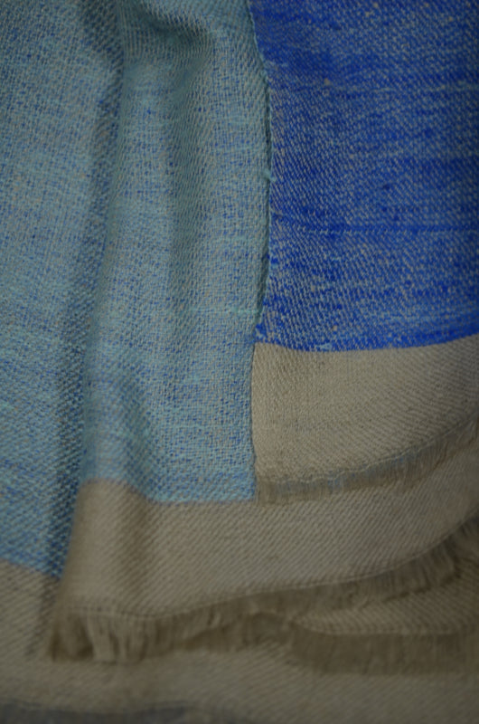Reversible Turquoise and Blue Handwoven Cashmere Pashmina Scarf/Shawl