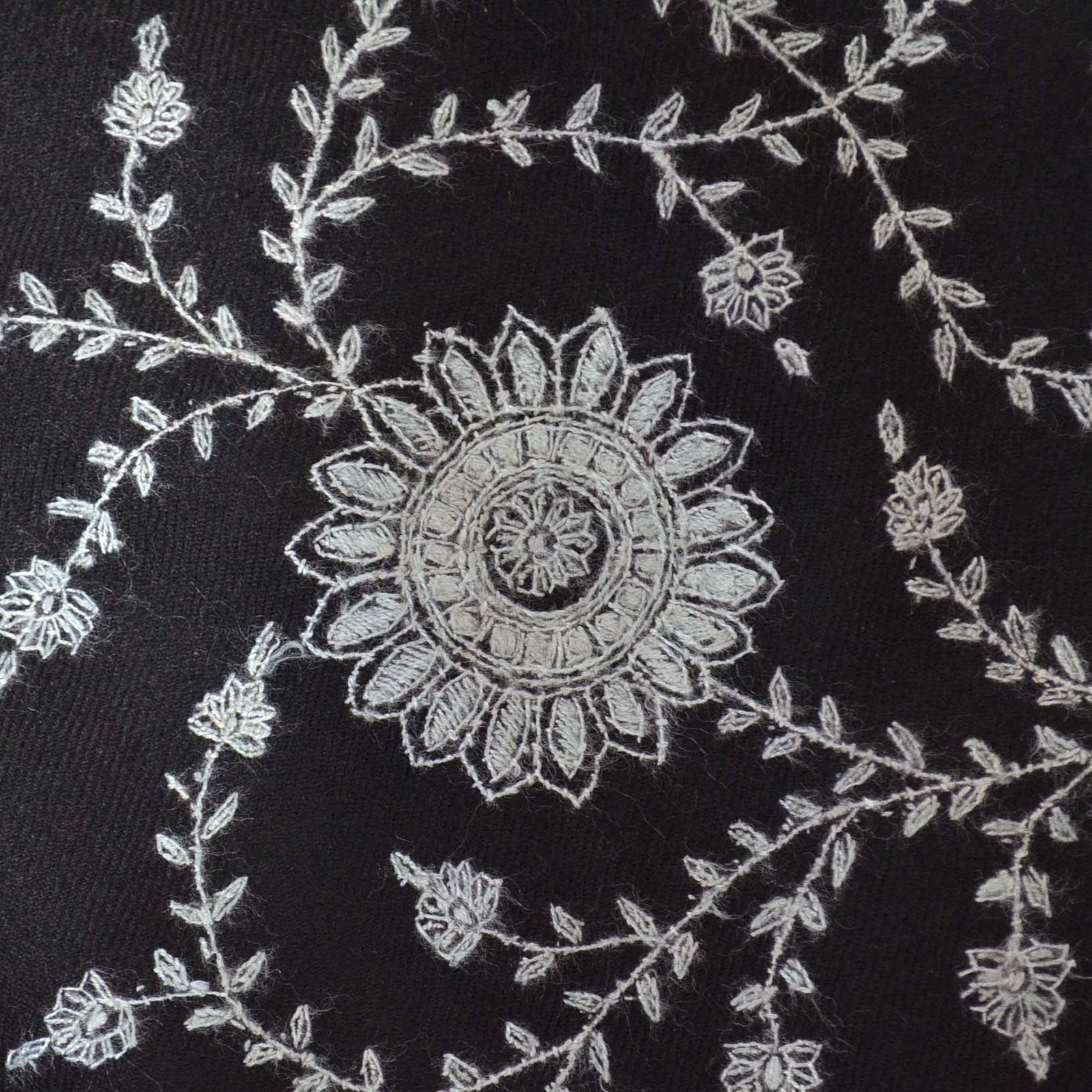 Kashmiri Sozni needle embroidery on a Pashmina shawl