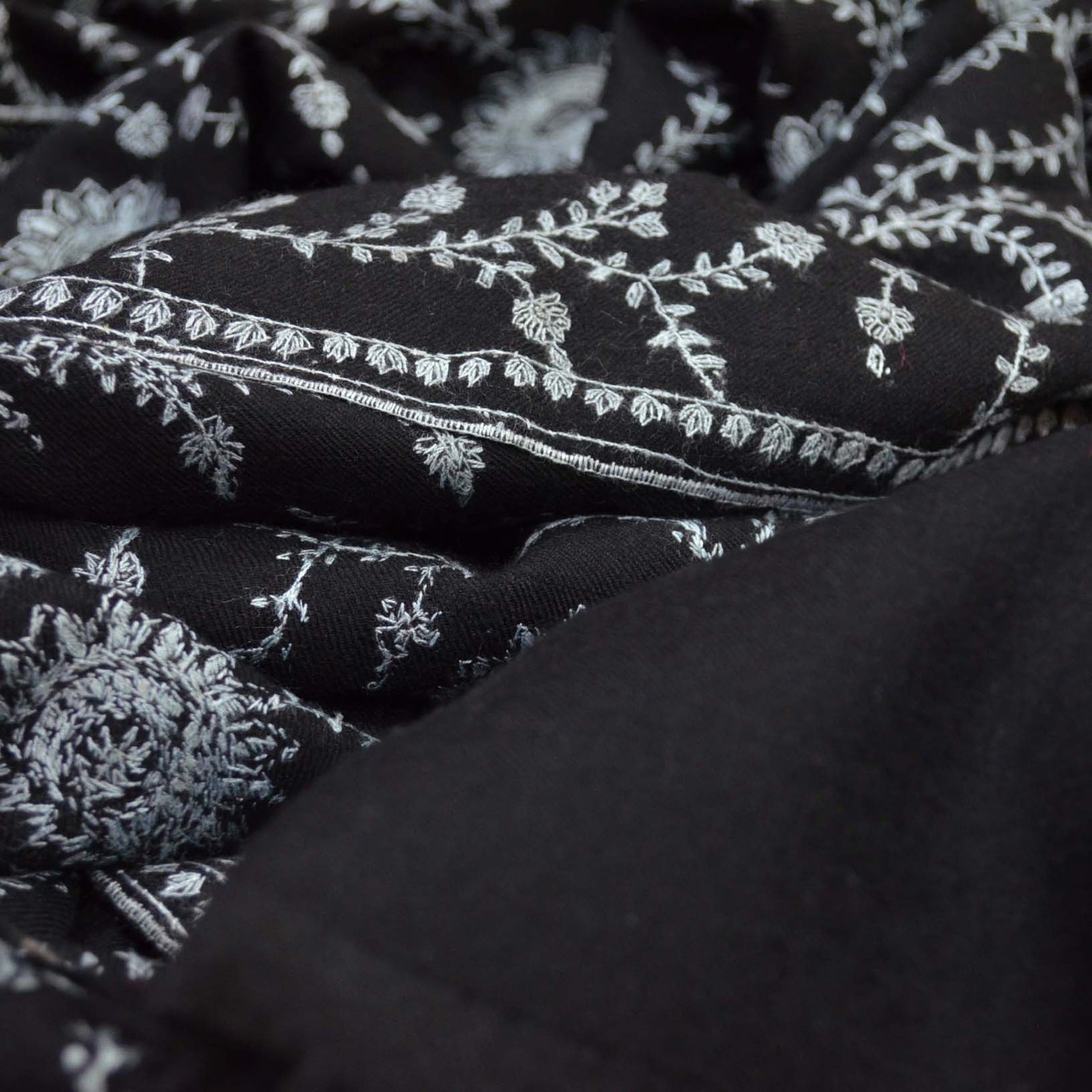 Pashmina embroidered shawl black color