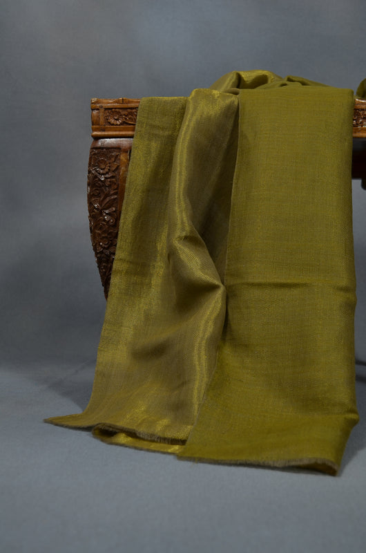 Reversible Metallic Yellow and Maroon Handwoven Cashmere Pashmina Scarf