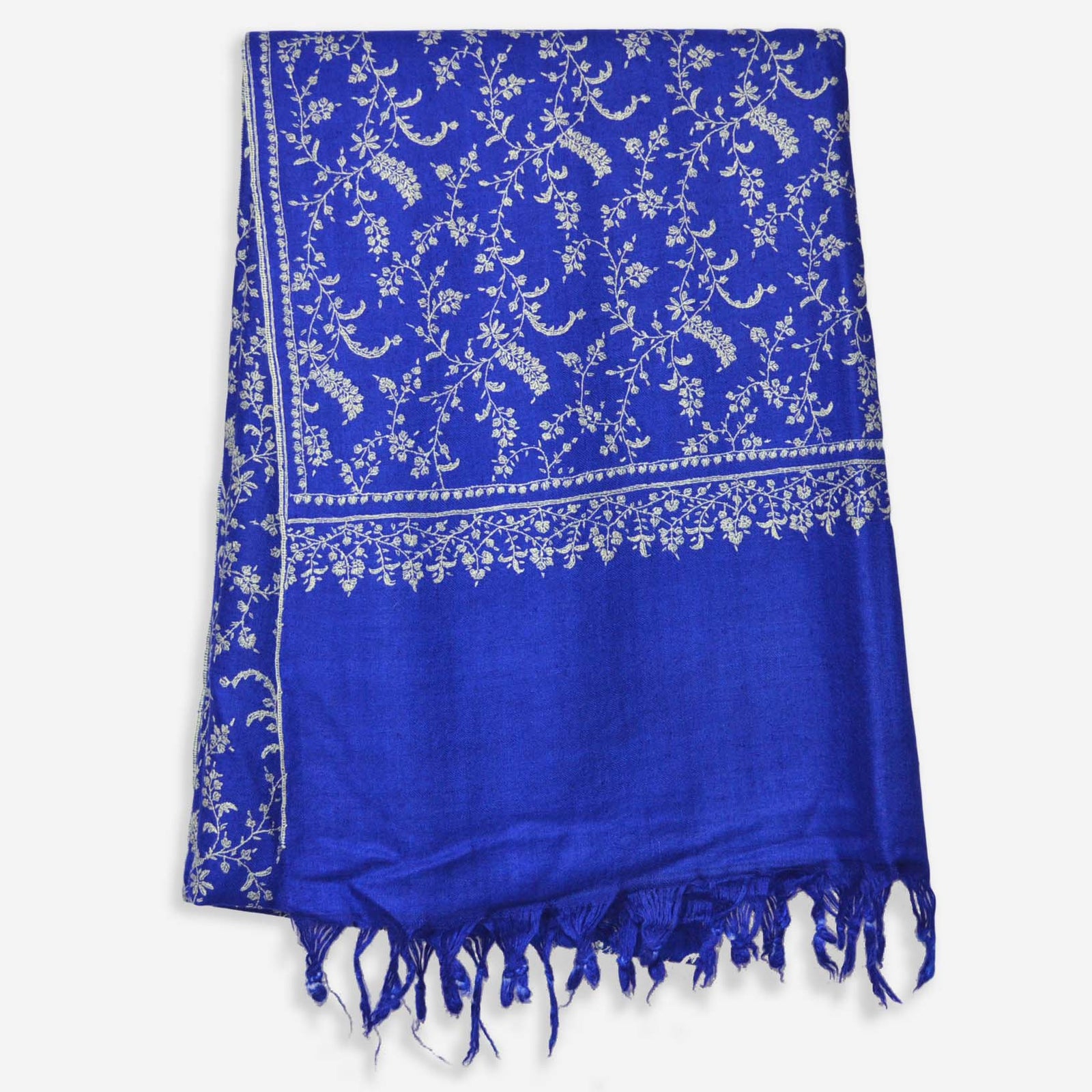 Blue Jali Embroidery Cashmere Pashmina Shawl