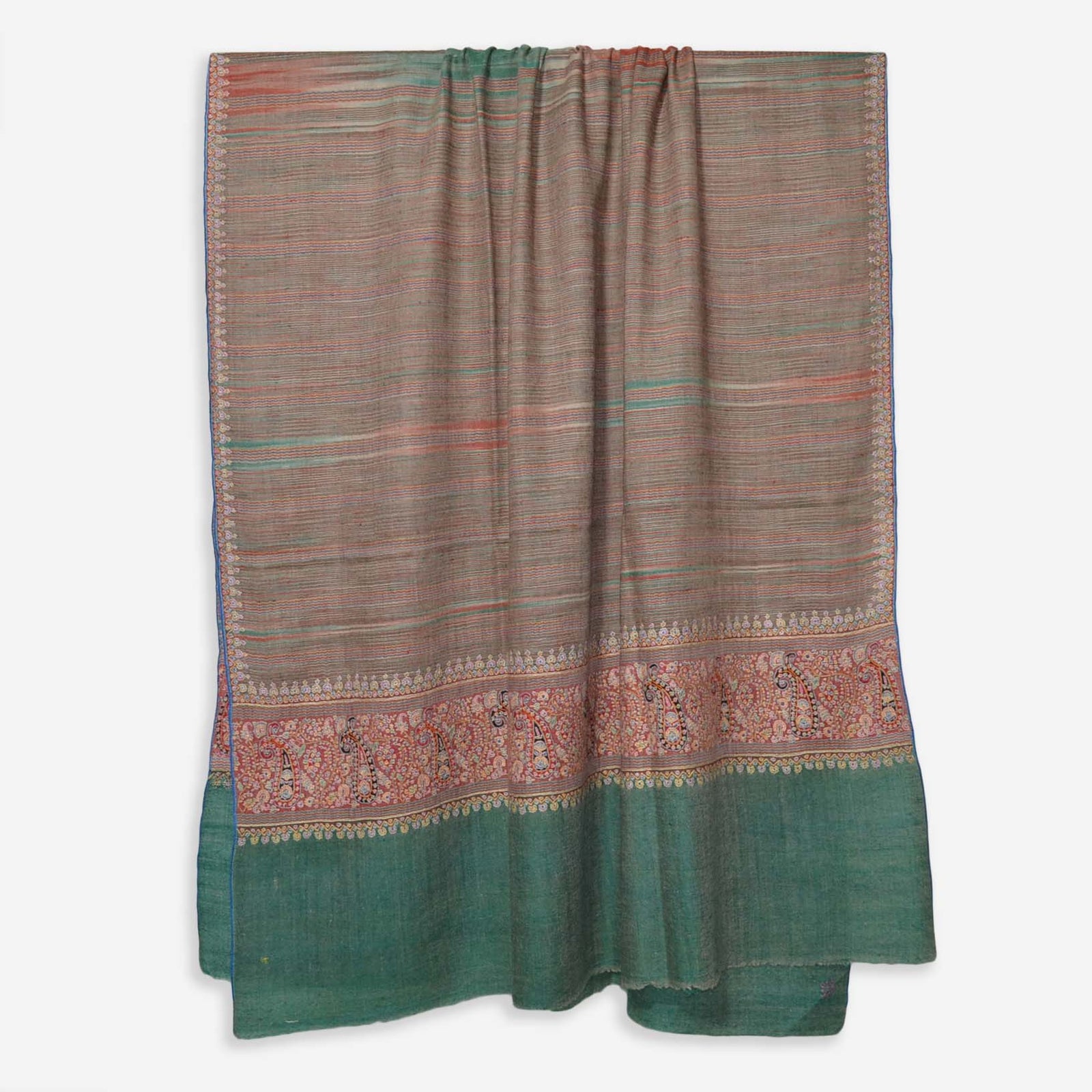 Ikat pattern border embroidery pashmina shawl