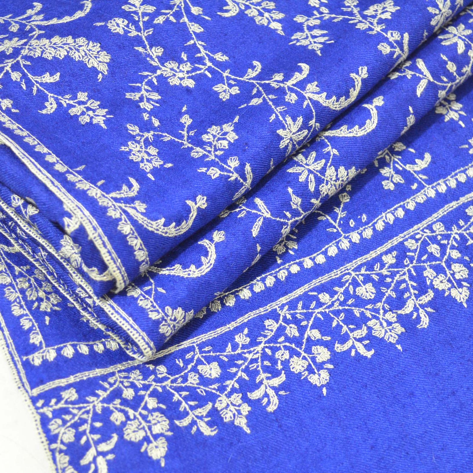 Blue Embroidery Shawl