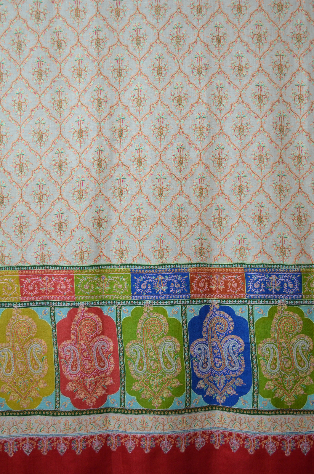 Multi Color Embroidery Pashmina Jamawar Shawl