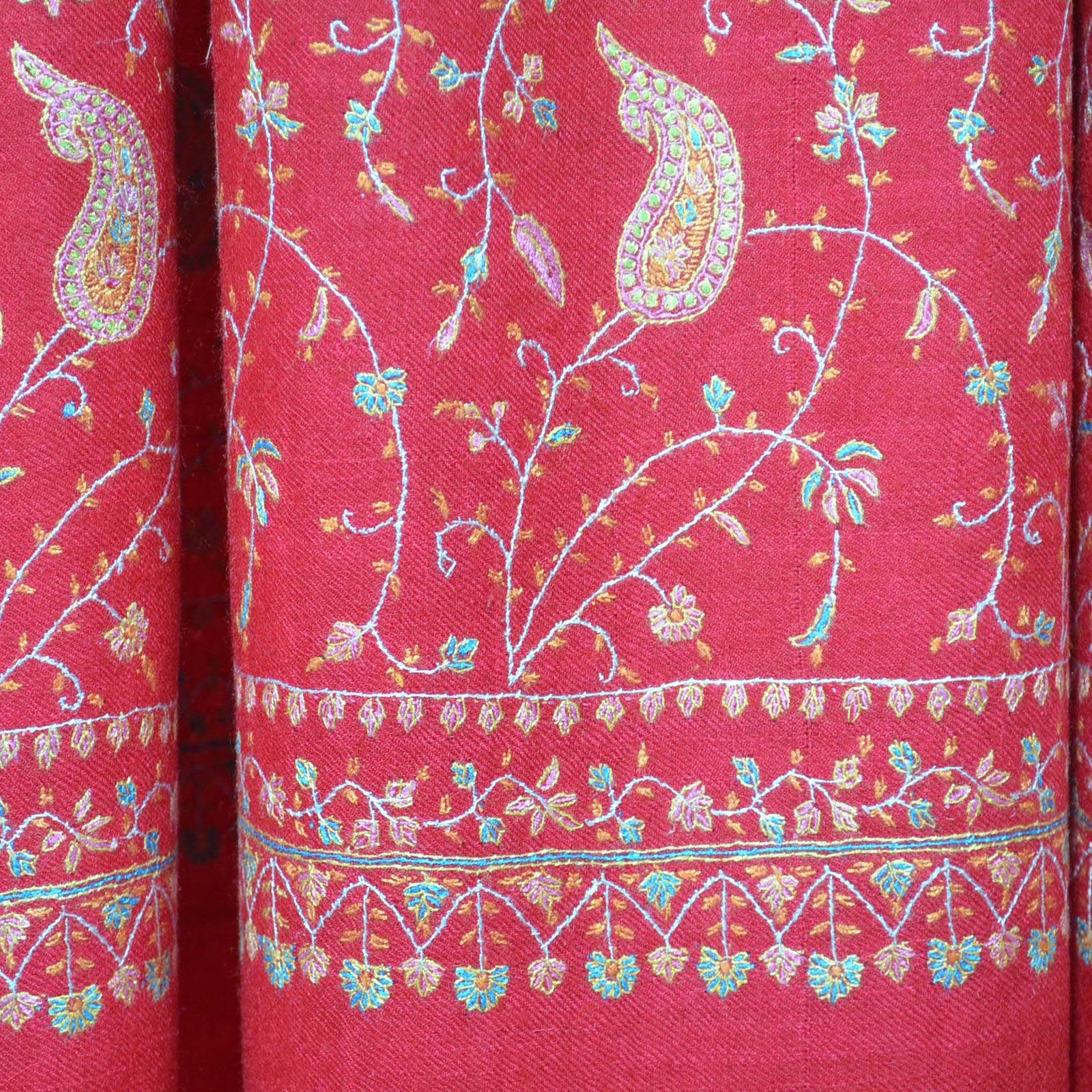 Travel Wrap with Kashmir Sozni Embroidery all over the Pashmina Base