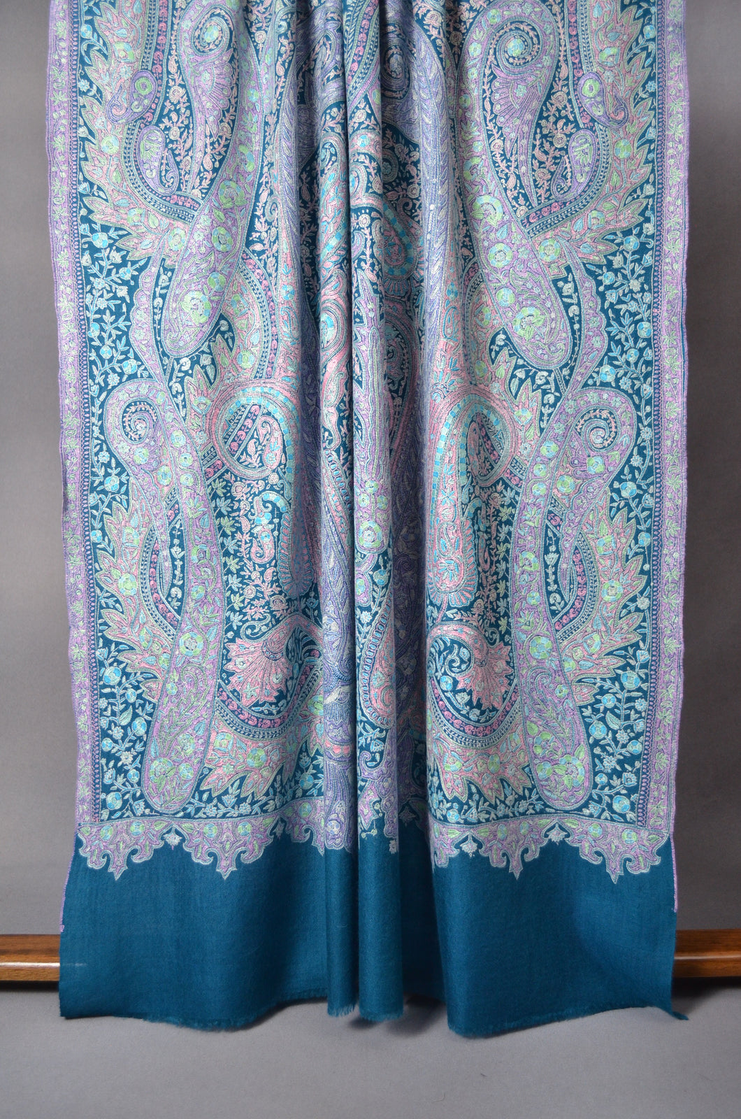 Blue Jamawar Embroidery Pashmina Shawl