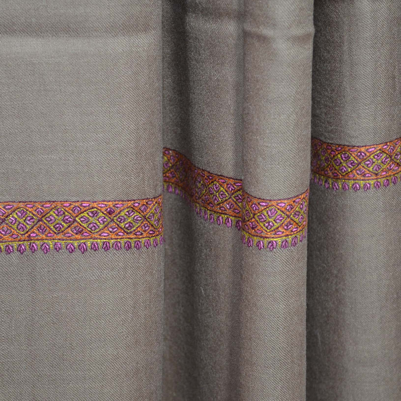 sozni embroidery on this 3 yard cashmere pashmina travel wrap