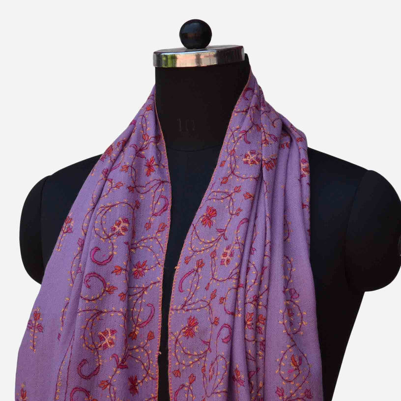 Cashmere wool scarf with beautiful embroidery all over