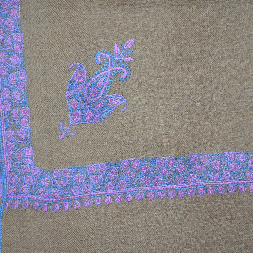 Sozni Embroidery Cashmere Pashmina Oversized Travel Wrap