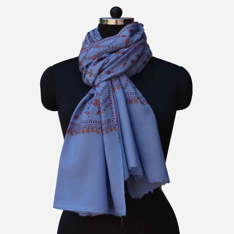 Made in kashmir. Baby Blue Kashmir merino woolen scarf