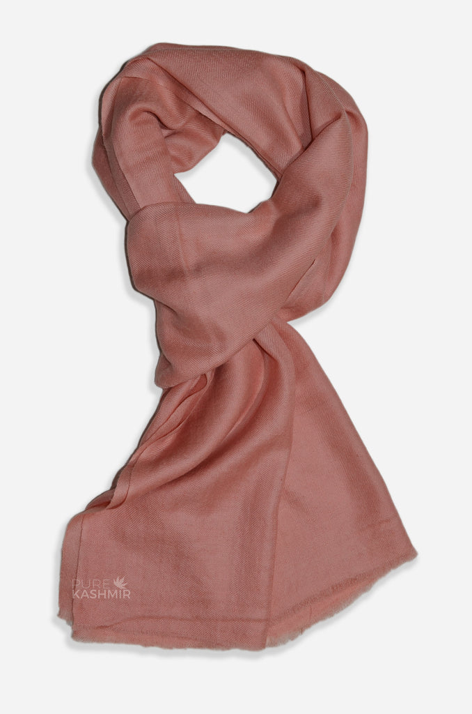Beautifully light and scrumptiously soft "Peach" Cashmere Scarf is hand woven from the highest grade of 100% pure Cashmere from Kashmir