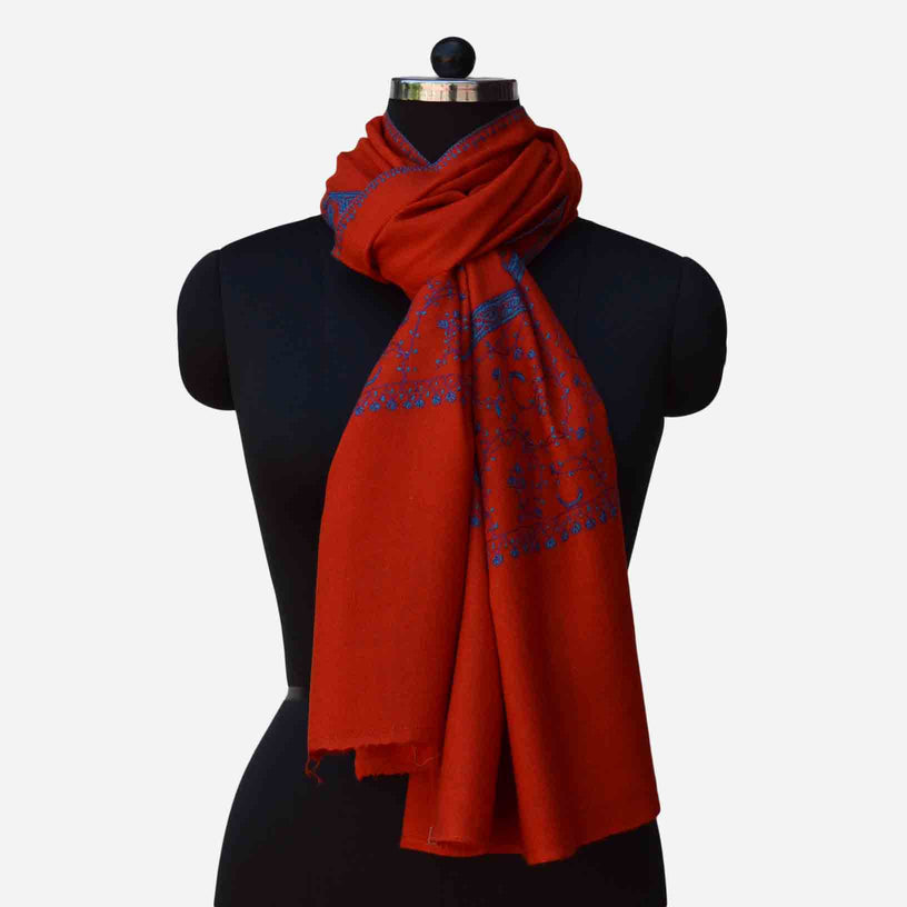 Kashmir merino woolen embroidery scarf