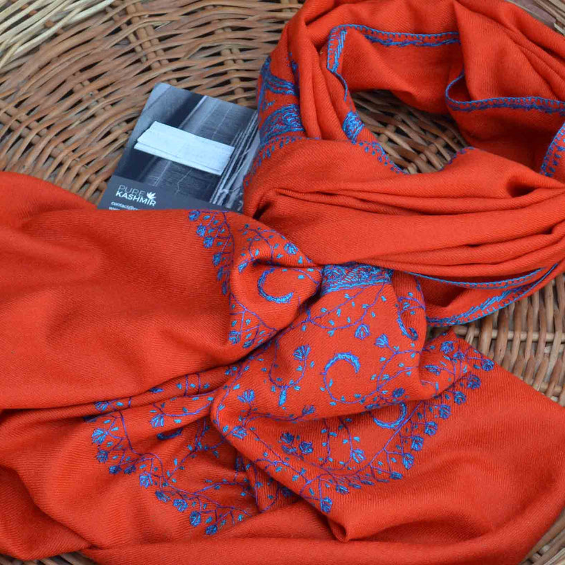 Cashmere merino woolen big border embroidery scarf