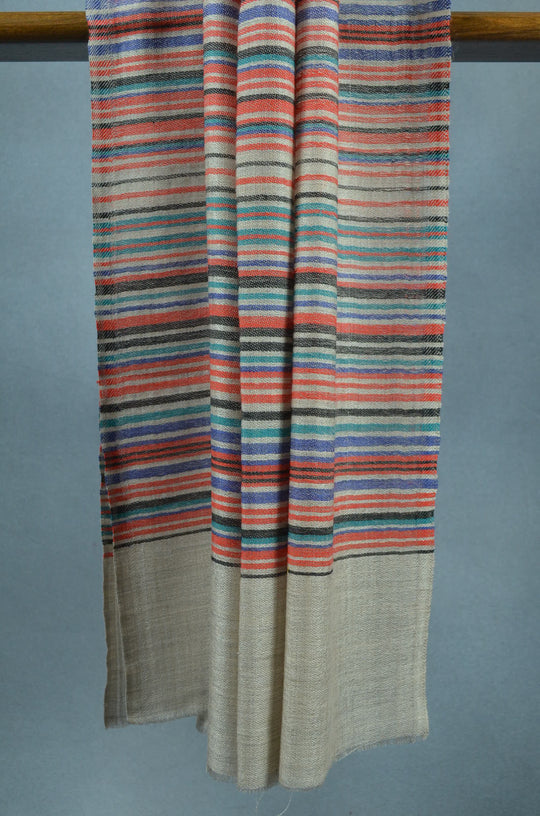 Natural Base Multicolor Stripe Merino Wool Scarf