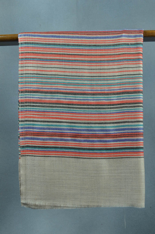 Natural Base Multicolor Stripe Merino Wool Scarf