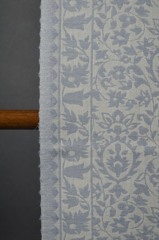 Ivory Base Grey patterned Kani style merino scarf