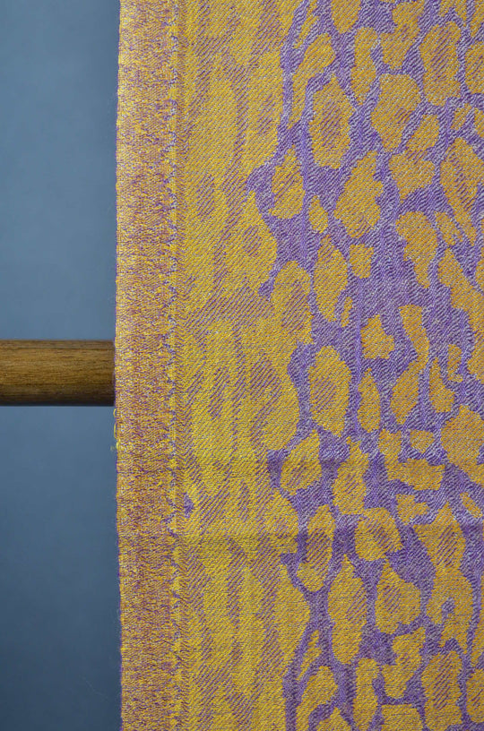 Purple Base leopard patterned Kani style merino scarf