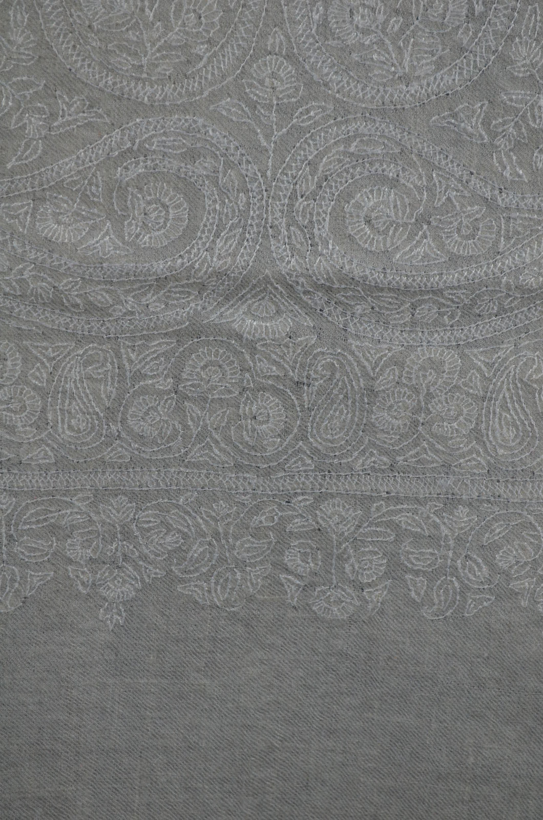 Ivory Base Jamawar White Embroidery Cashmere Pashmina Shawl