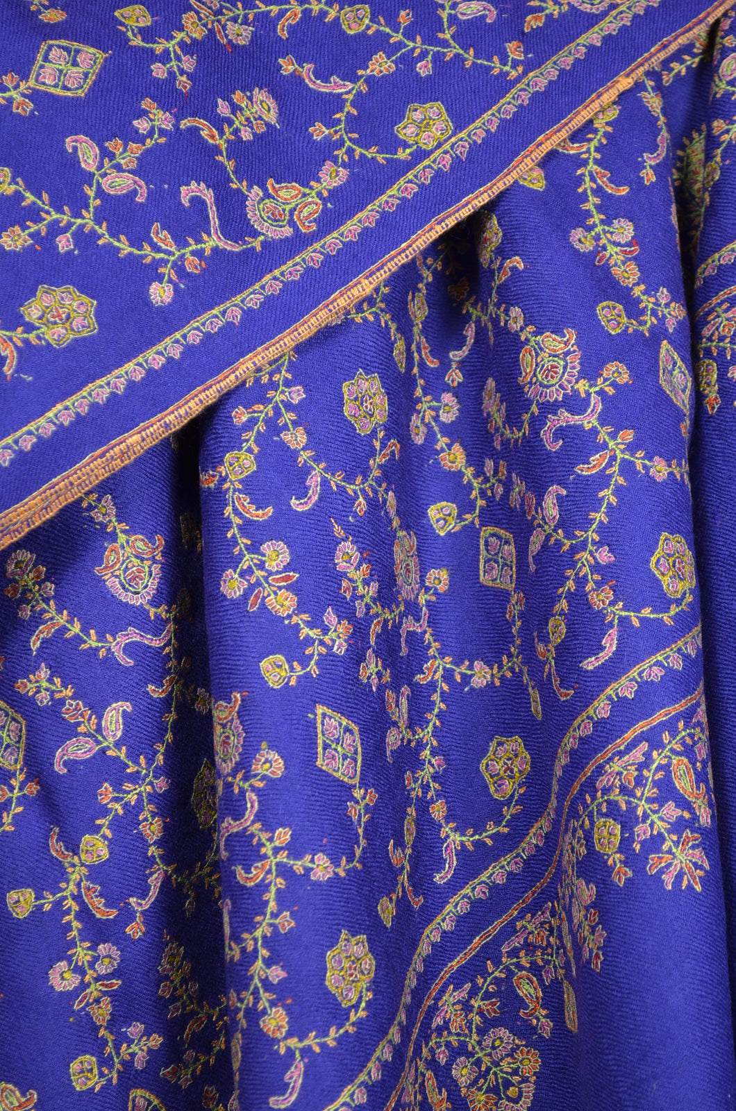 Blue Jali Embroidery Pashmina Cashmere Shawl