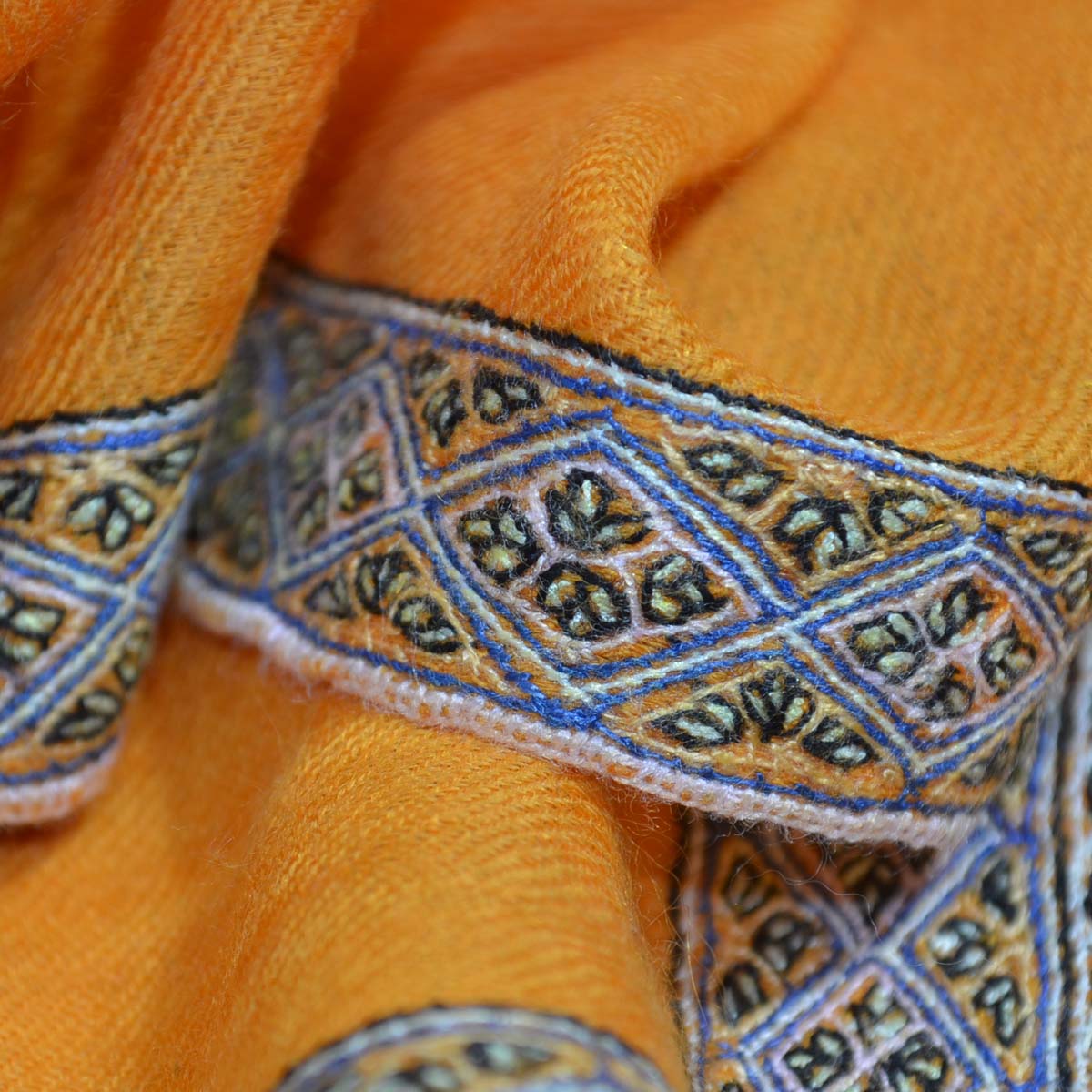 Orange Border Embroidery Cashmere Pashmina Shawl
