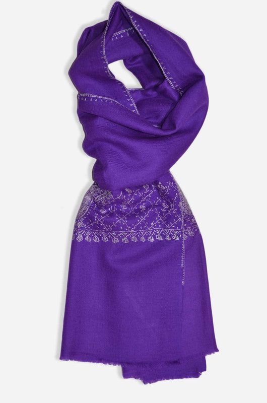 Purple Sozni Embroidery Scarf