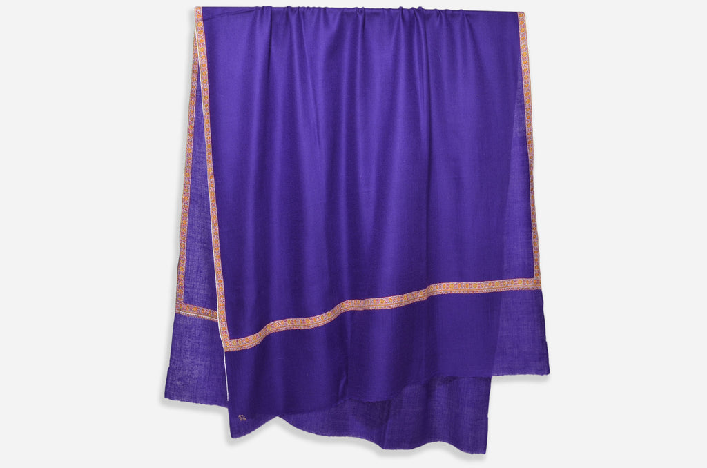 Violet Cashmere Pashmina Shawl with Beautifully  Crafted Border