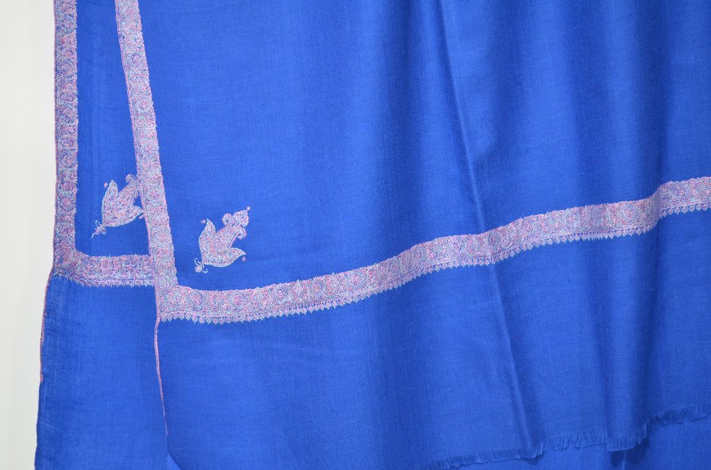 Royal Blue Pashmina Shawl with Beautifully Crafted Border