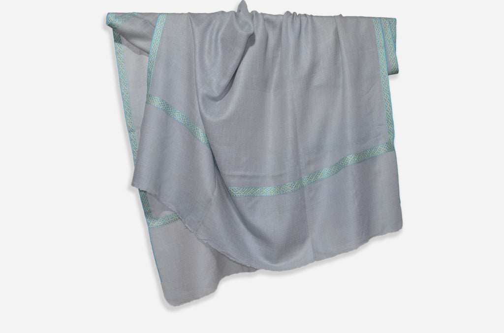 Graphite Cashmere Pashmina Shawl with Beautifully  Crafted Border