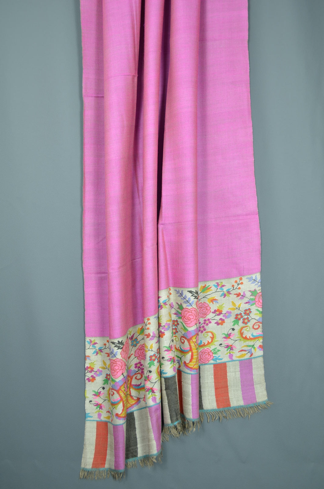 Pink and Grey Reversible Kani Pashmina Shawl