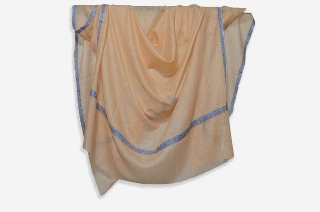 Peach Cashmere Pashmina Shawl with Beautifully  Crafted Border
