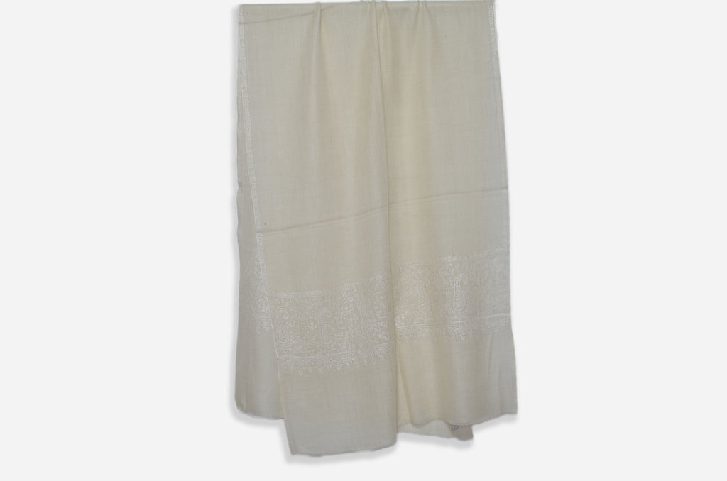 Ivory Pashmina Stole with Beautifully Crafted Border