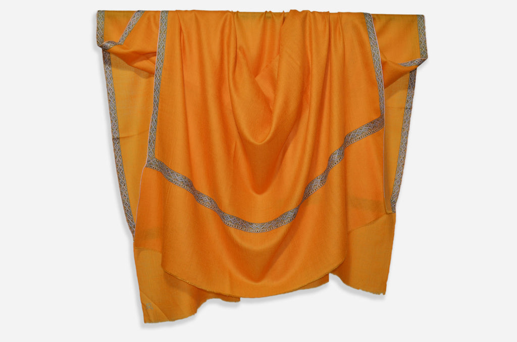 Apricot Natural Cashmere Pashmina Shawl with Beautifully  Crafted Border