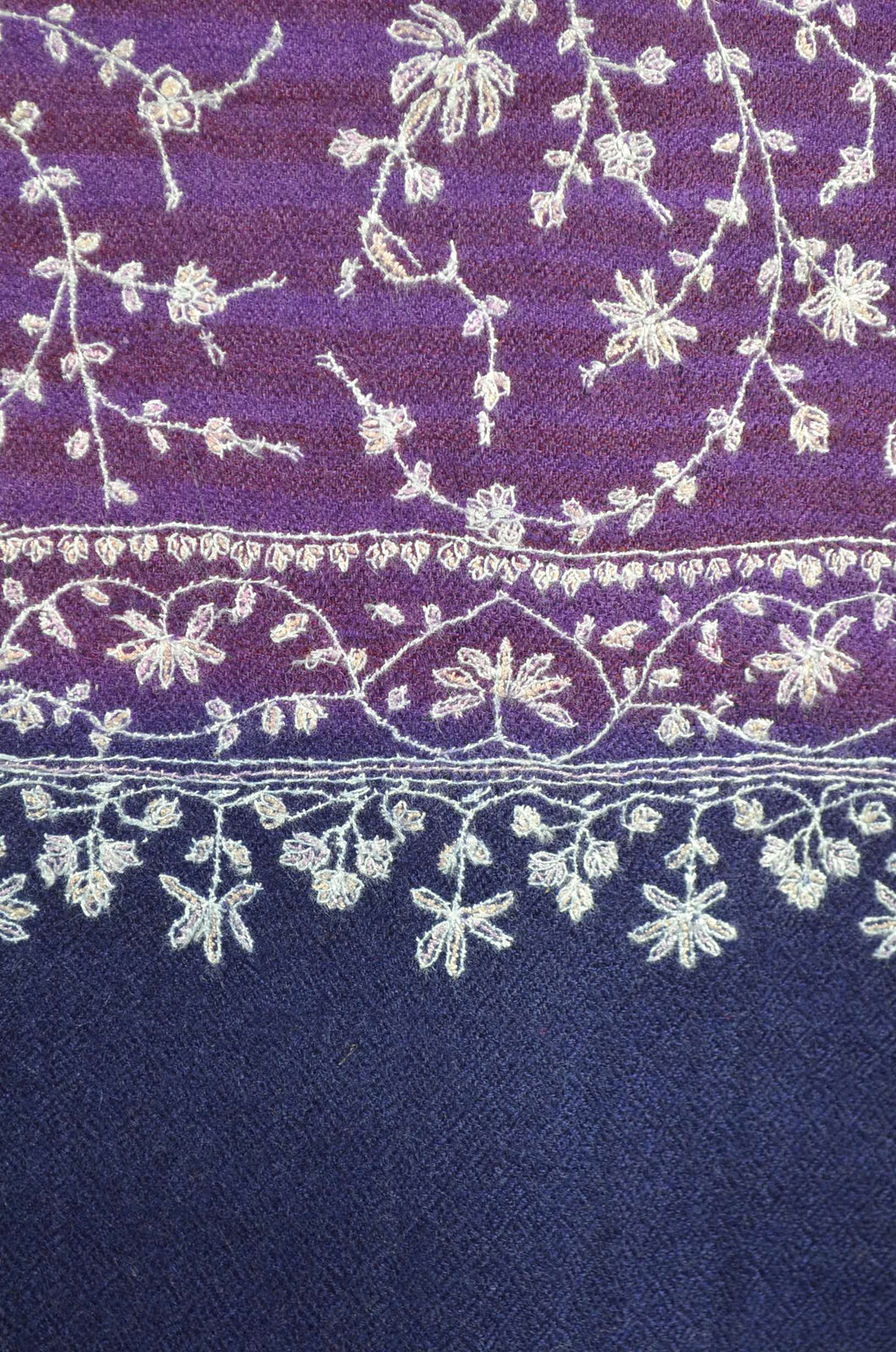 Magenta & Mauve Base Jali Embroidery Cashmere Pashmina Scarf